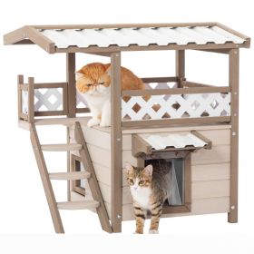 New Style Wood Pet House With Roof Balcony and Bed Shelter